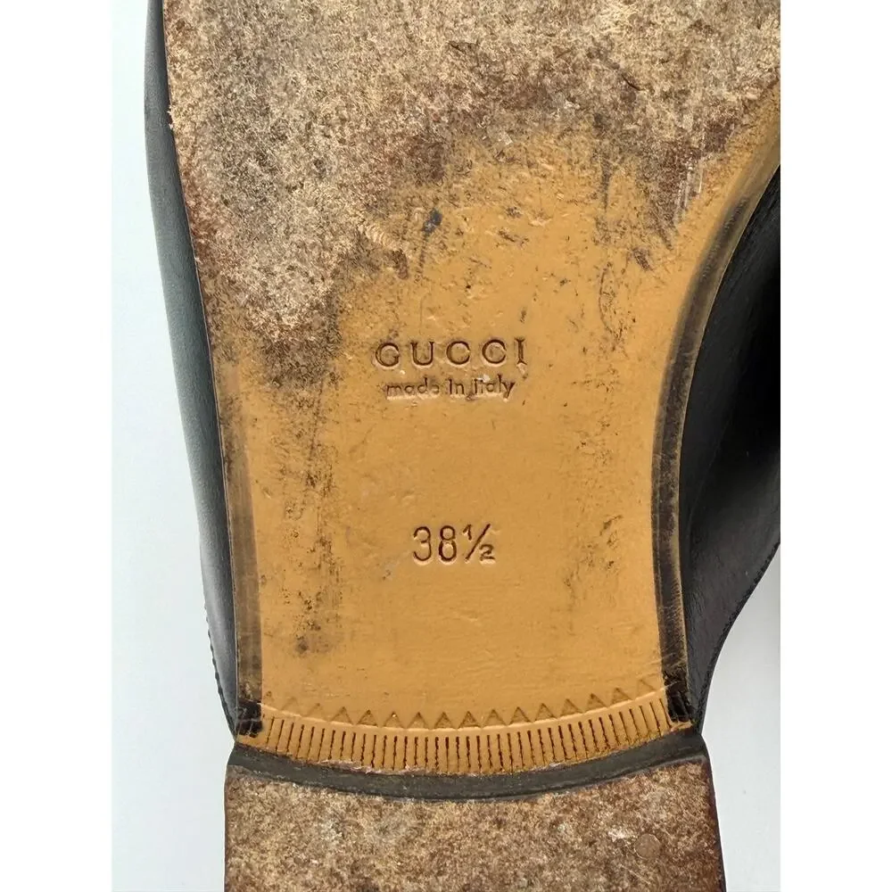 Authentic Gucci Princetown Horsebit Loafers Mules Black Leather Size 38.5 / 8.5